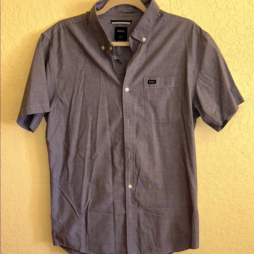 RVCA Men's Casual Gray Button Down Shirt